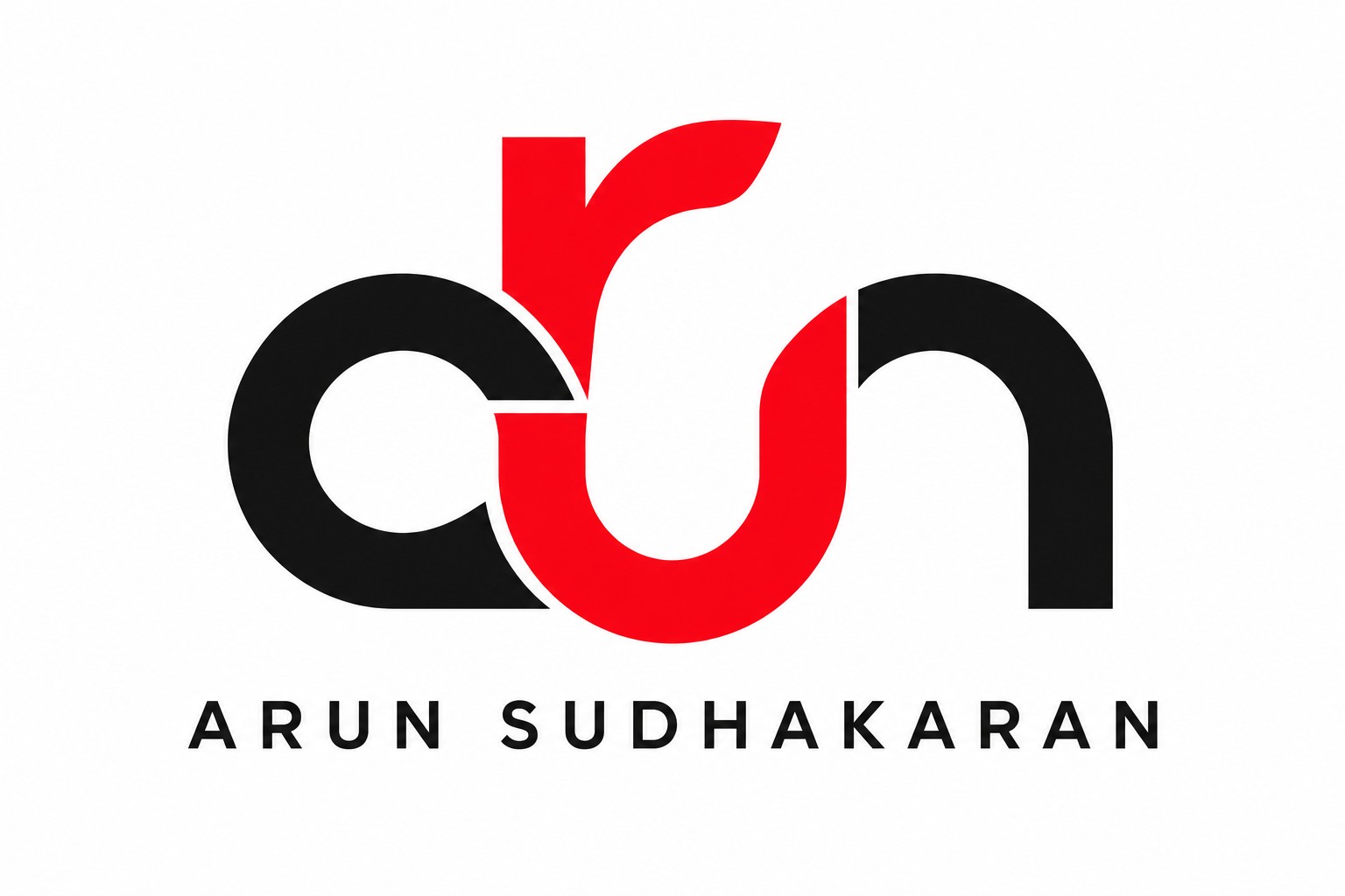 Arun Sudhakaran’s red and black personal logo